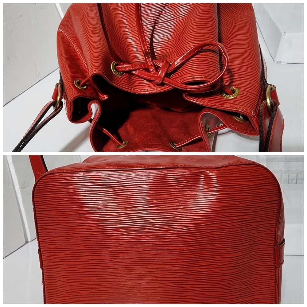 LOUIS VUITTON Epi Petit Noe Castillan Shoulder Bag Red